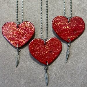 Red leather heart necklace